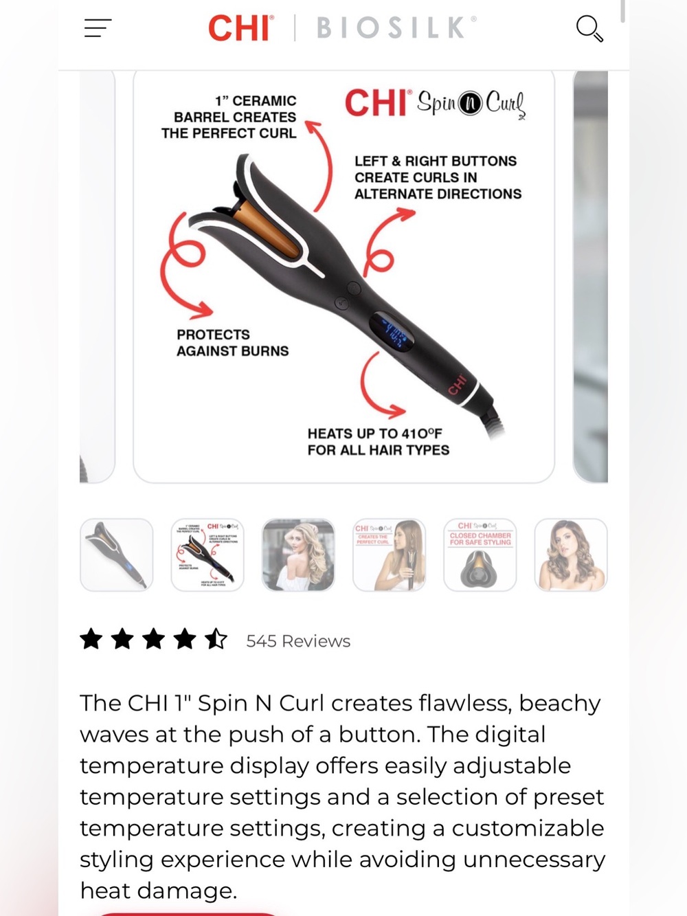 CHI Matte Black Spin N Curl Ceramic Curling Tool - Picture 4 of 4